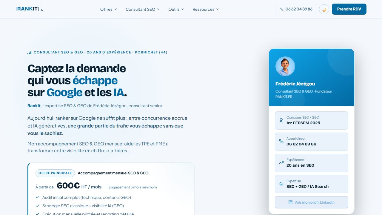 Page d'accueil du site de Frédéric Jézégou