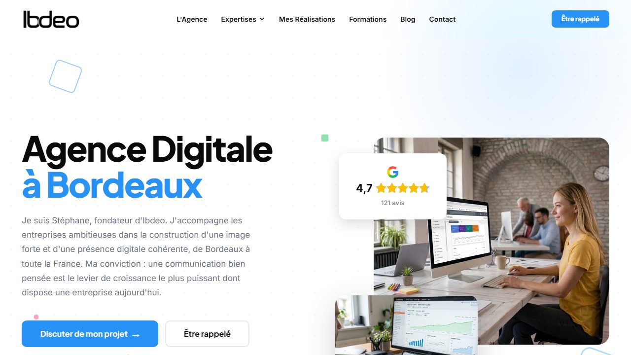 Page d'accueil du site de IBDEO