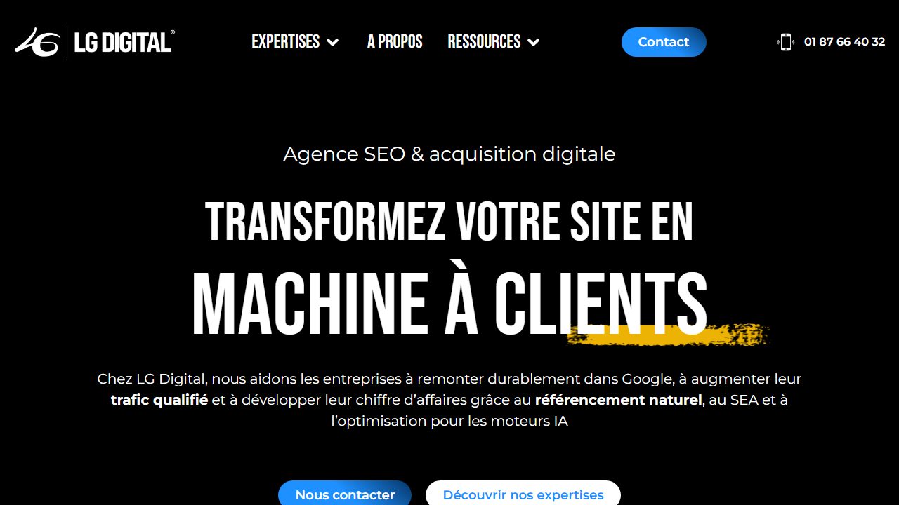 Page d'accueil du site de LG Digital
