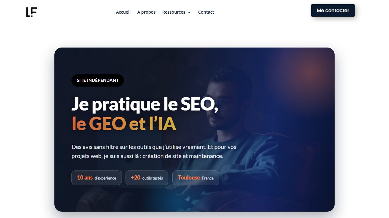 Page d'accueil du site de Lucas Fonseque