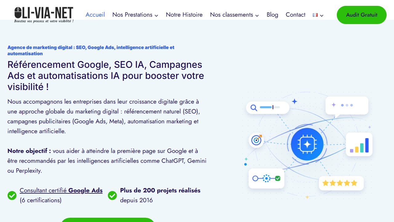 Page d'accueil du site de Oli-via-net