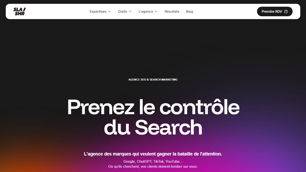 Page d'accueil du site de Slashr