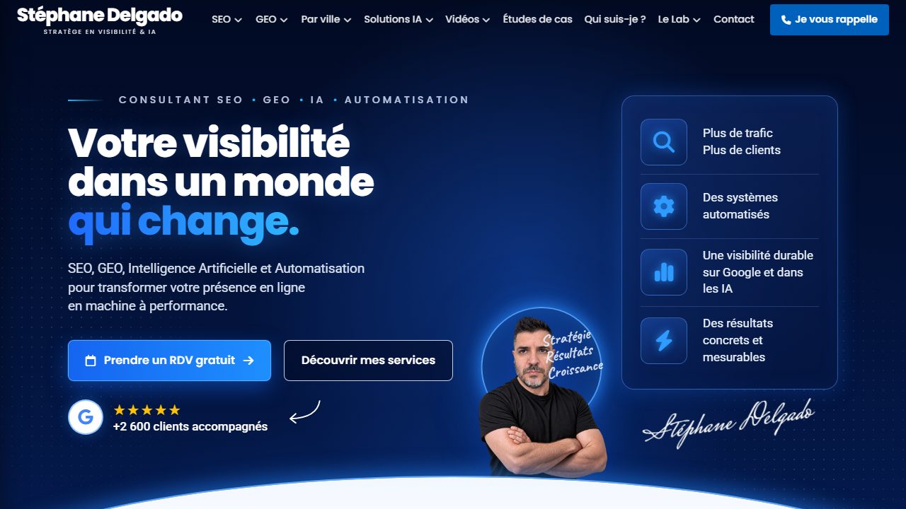 Page d'accueil du site de Stéphane Delgado